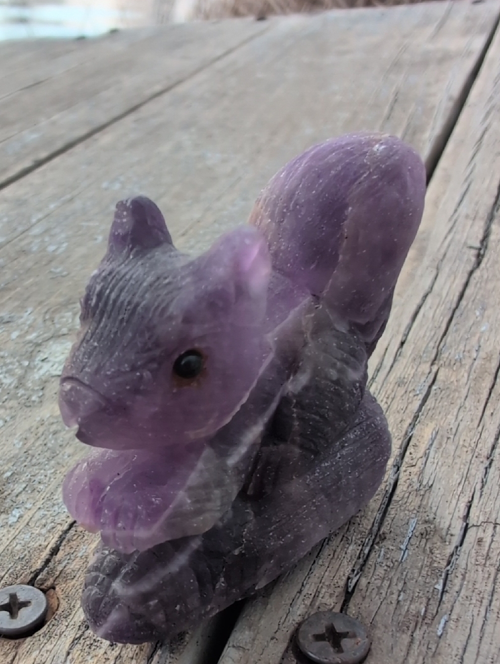 Purple Squirrel Amethyst Carved Statue - Picture 3 of 3